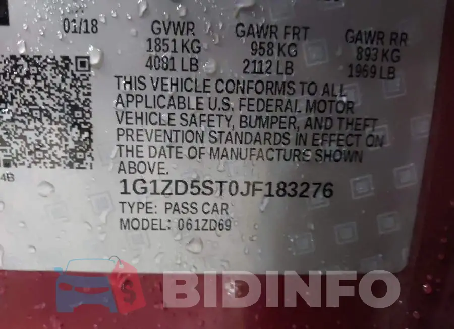 1G1ZD5ST0JF183276 Photo# 9