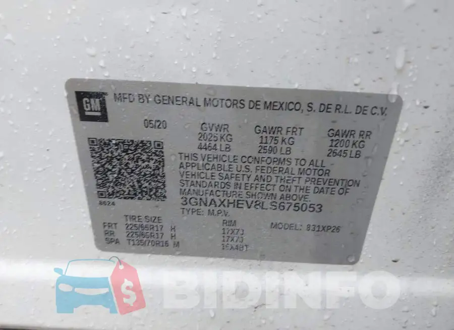 3GNAXHEV8LS675053 Photo# 9