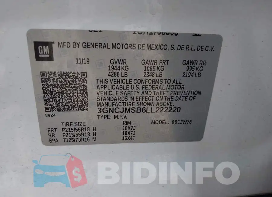 3GNCJMSB6LL222220 Photo# 9