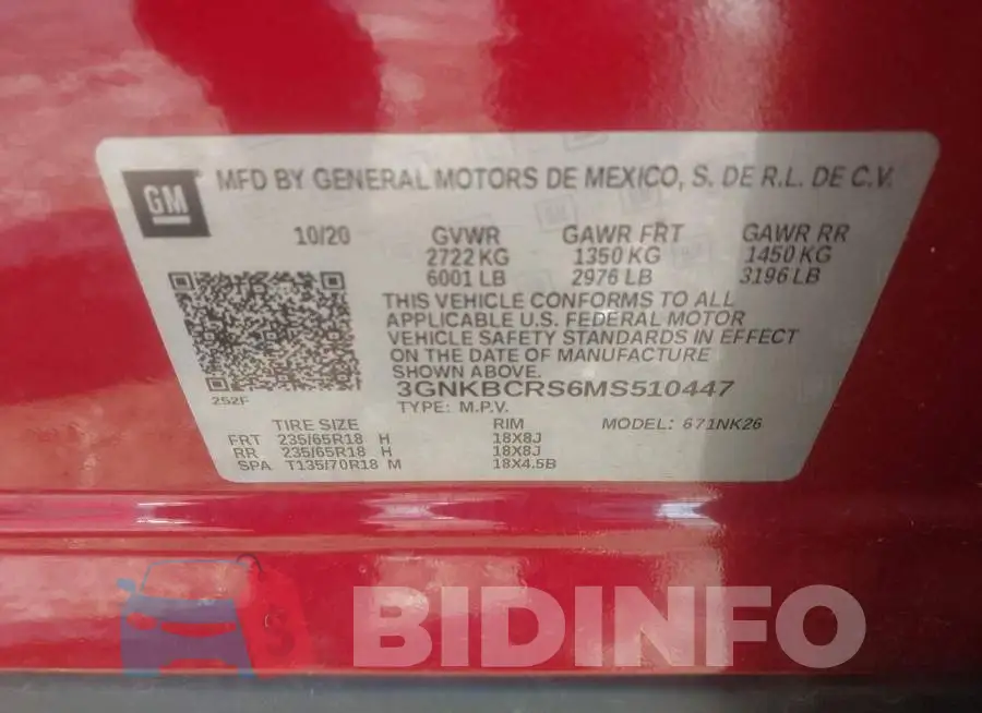 3GNKBCRS6MS510447 Photo# 9