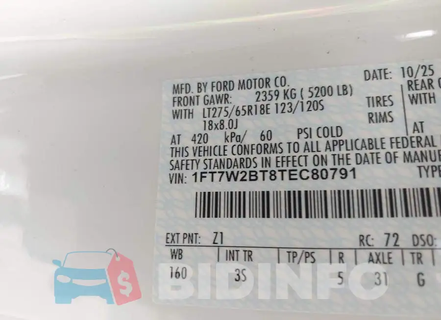 1FT7W2BT8TEC80791 Photo# 9