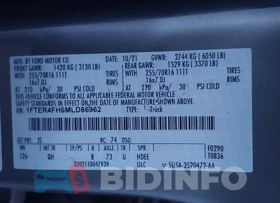 1FTER4FH6MLD86962 Photo# 9