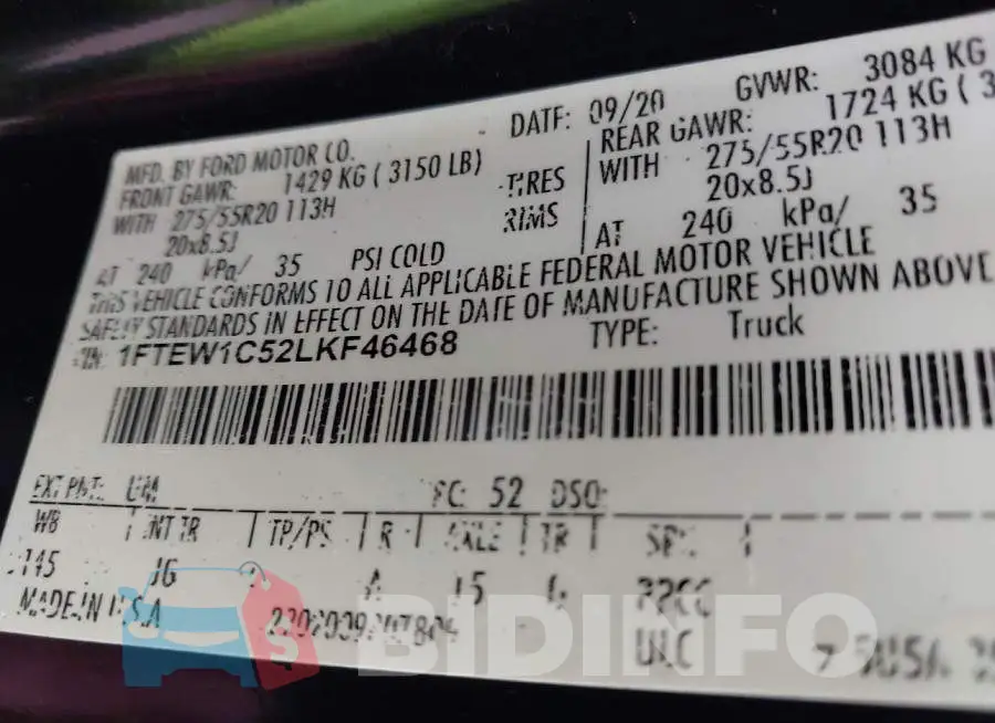 1FTEW1C52LKF46468 Photo# 9
