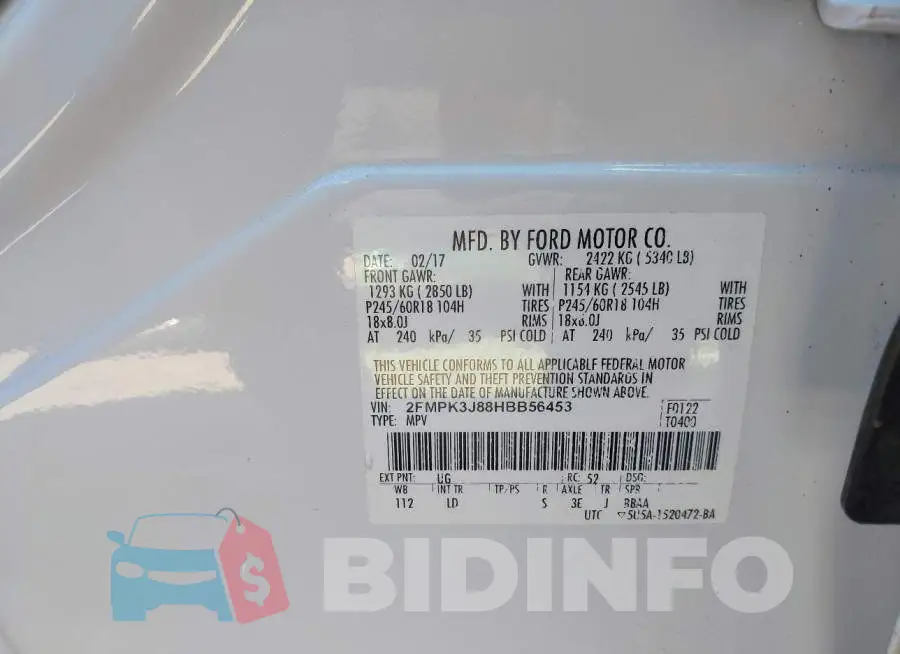 2FMPK3J88HBB56453 Photo# 9