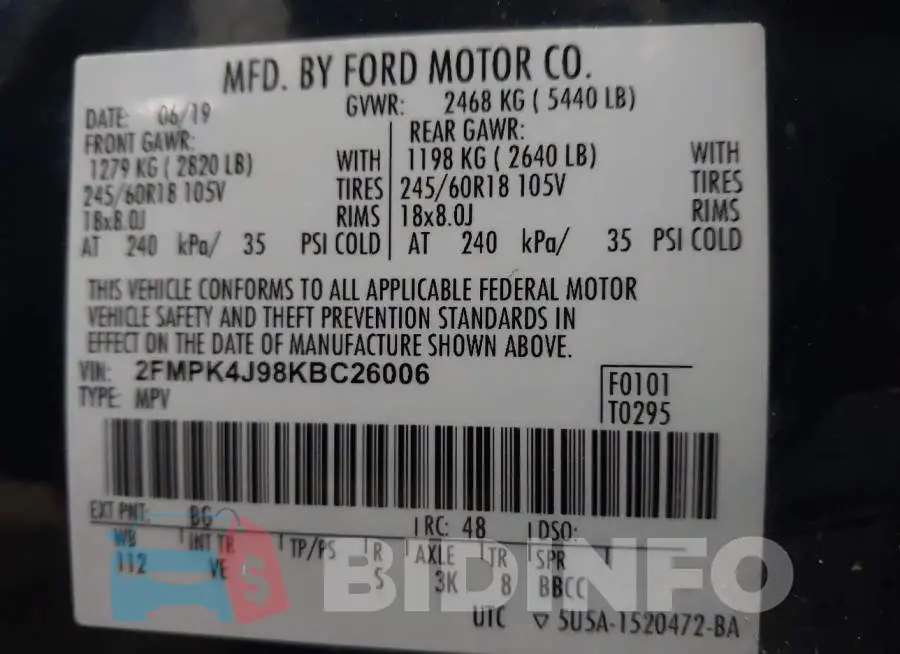 2FMPK4J98KBC26006 Photo# 9