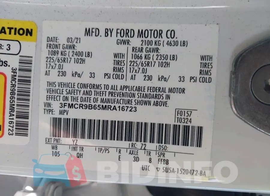 3FMCR9B65MRA16723 Photo# 9