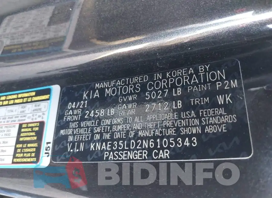 KNAE35LD2N6105343 Photo# 9