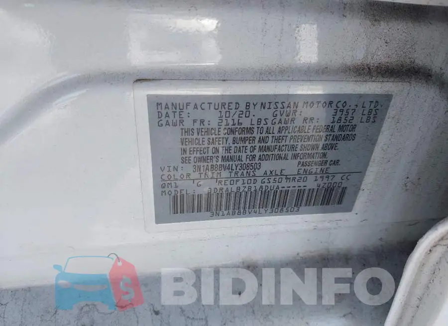 3N1AB8BV4LY308503 Photo# 9