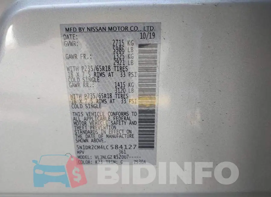 5N1DR2CM4LC584127 Photo# 9