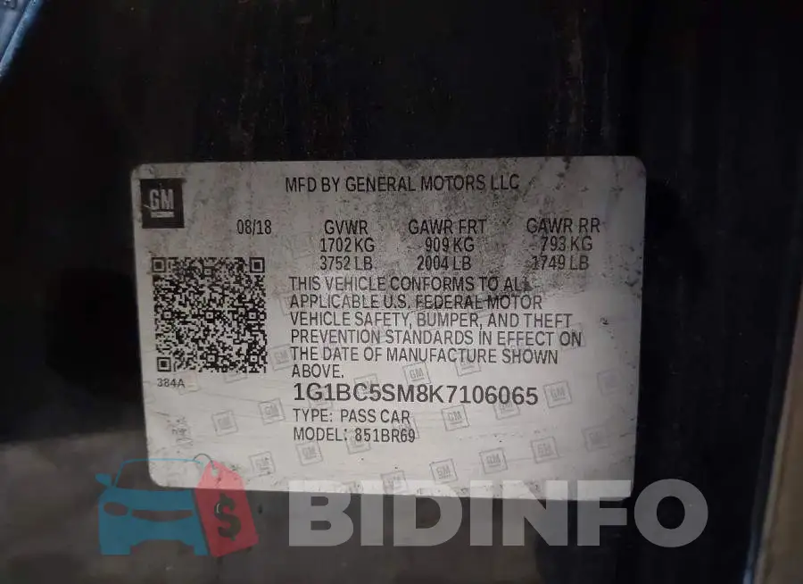 1G1BC5SM8K7106065 Photo# 9
