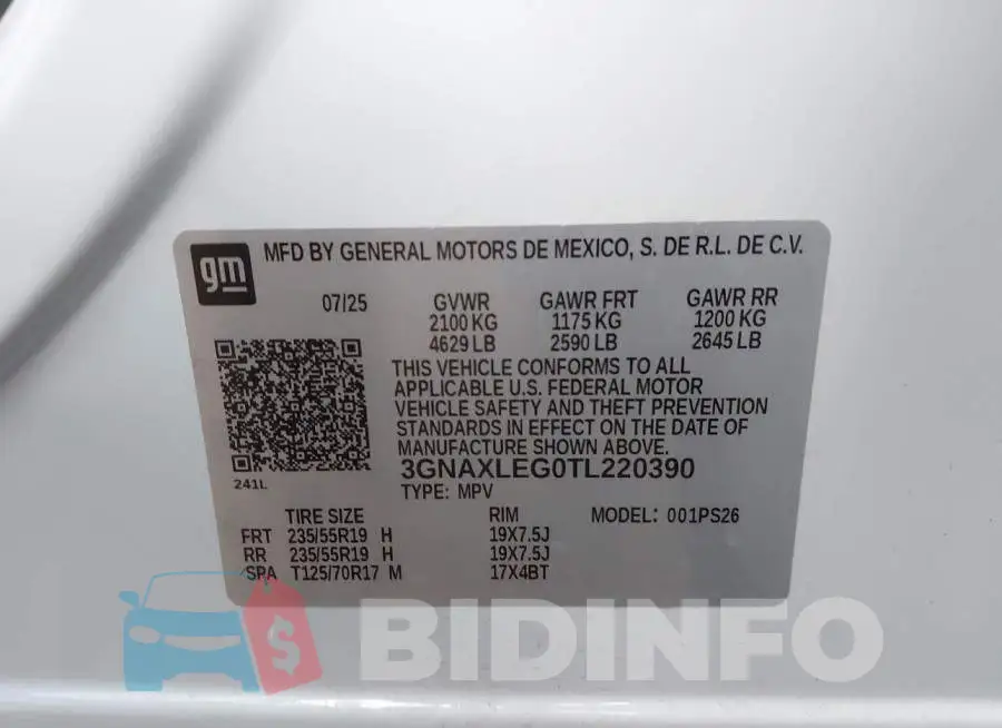 3GNAXLEG0TL220390 Photo# 9