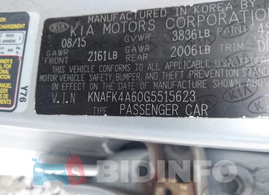 KNAFK4A60G5515623 Photo# 9