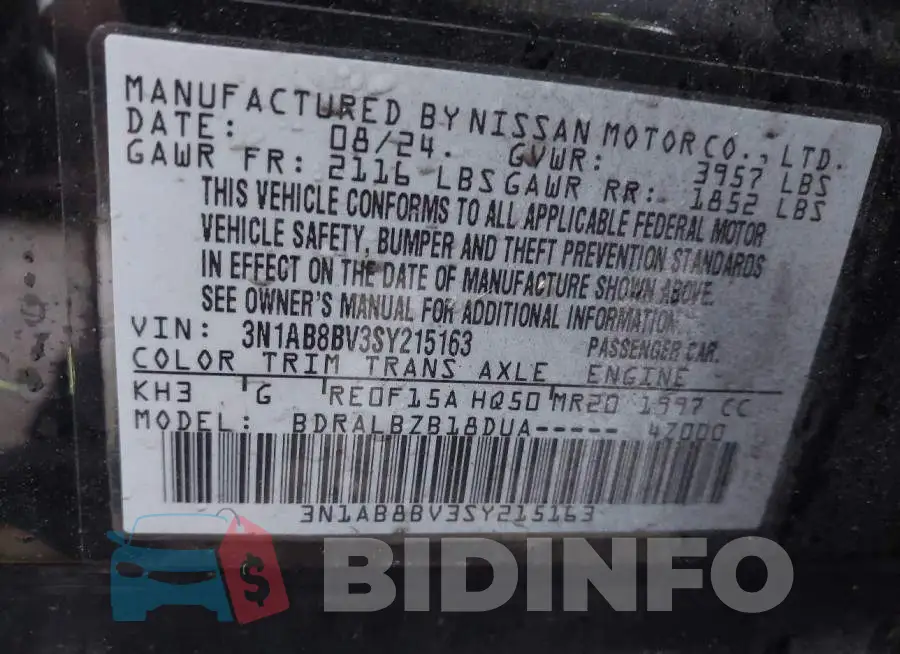 3N1AB8BV3SY215163 Photo# 9