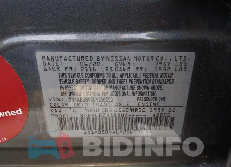 3N1AB8BV4LY256290 Photo# 9