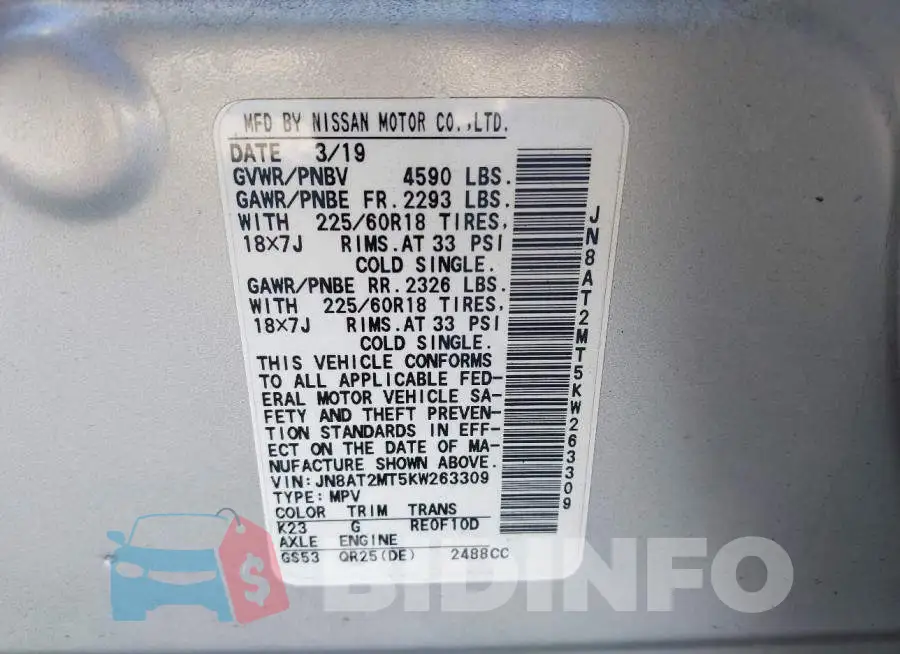 JN8AT2MT5KW263309 Photo# 9