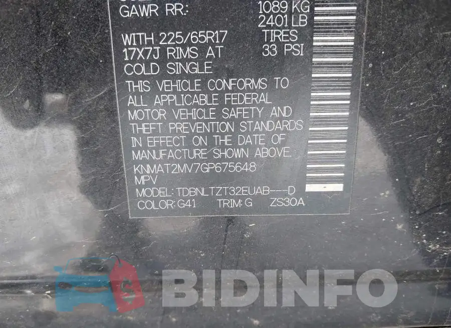 KNMAT2MV7GP675648 Photo# 9