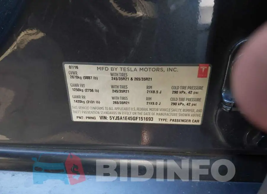 5YJSA1E45GF151693 Photo# 9