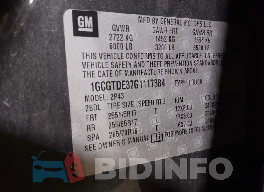 1GCGTDE37G1117384 Photo# 9