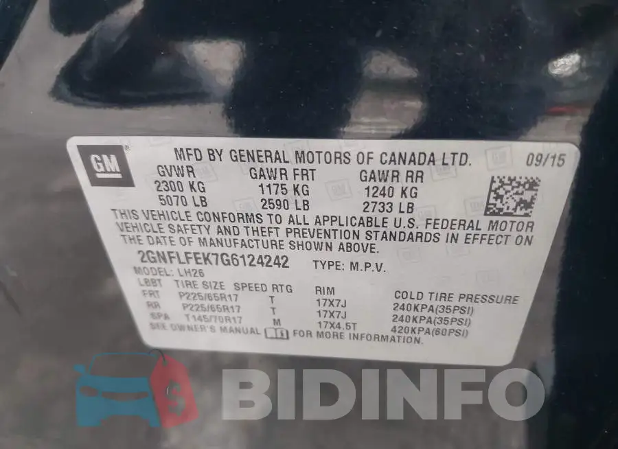 2GNFLFEK7G6124242 Photo# 9