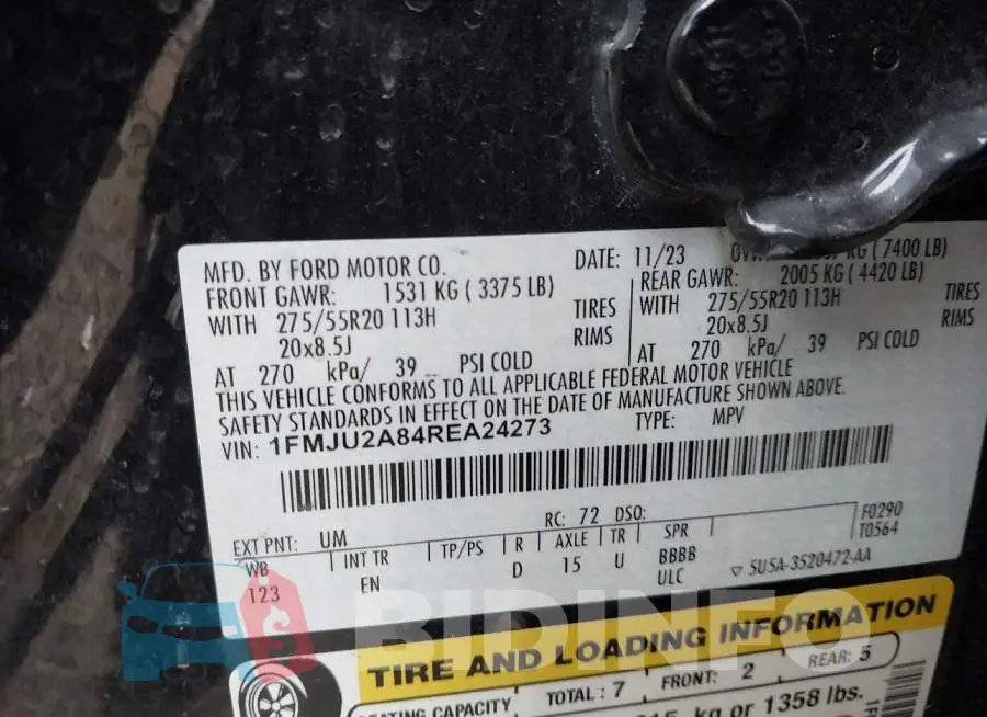 1FMJU2A84REA24273 Photo# 9