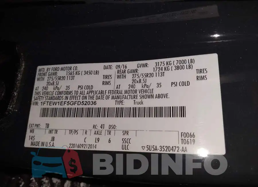 1FTEW1EF5GFD52036 Photo# 9