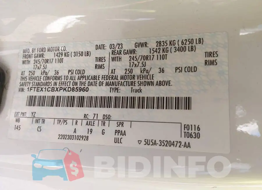 1FTEX1CBXPKD85960 Photo# 9