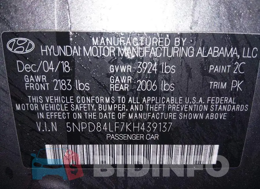 5NPD84LF7KH439137 Photo# 9