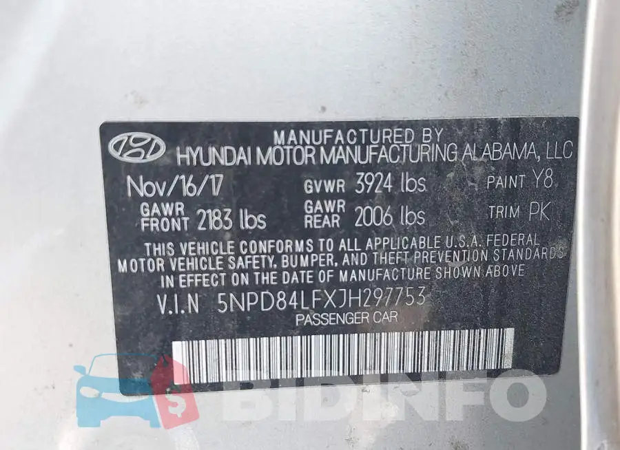 5NPD84LFXJH297753 Photo# 9
