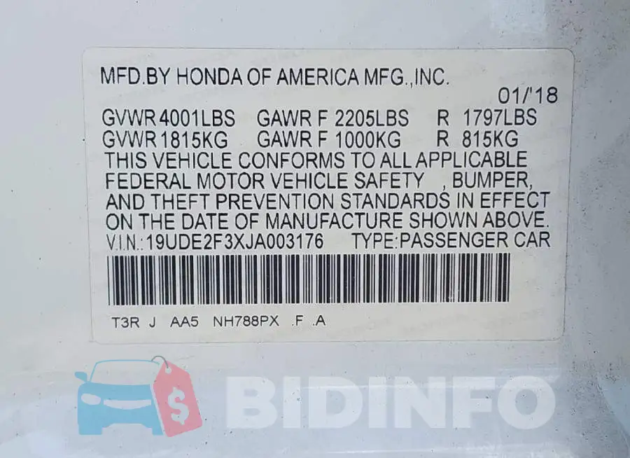 19UDE2F3XJA003176 Photo# 9