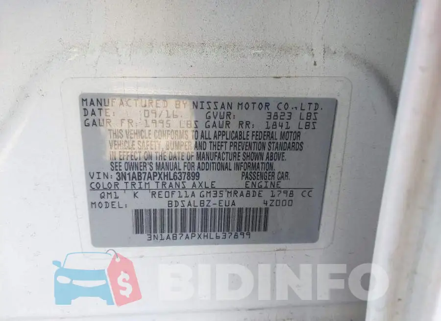 3N1AB7APXHL637899 Photo# 9