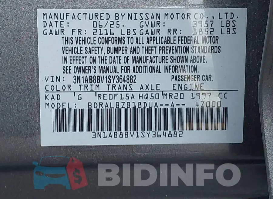 3N1AB8BV1SY364882 Photo# 9