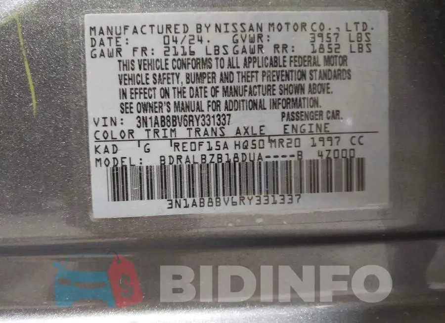 3N1AB8BV6RY331337 Photo# 9