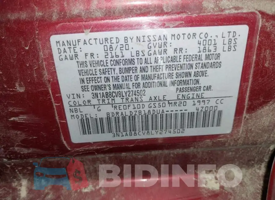 3N1AB8CV8LY274502 Photo# 9
