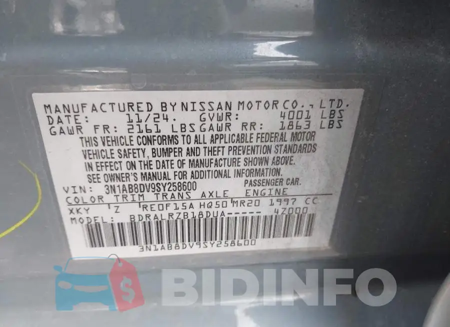 3N1AB8DV9SY258600 Photo# 9