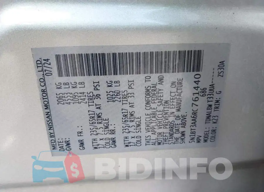5N1BT3AA6RC761440 Photo# 9