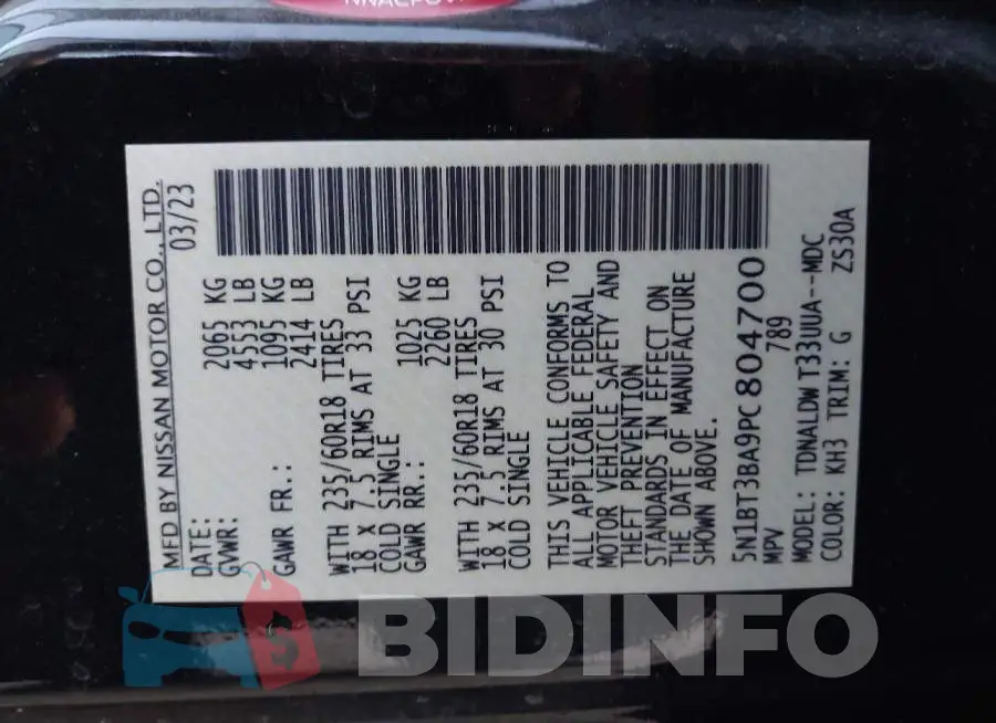 5N1BT3BA9PC804700 Photo# 9