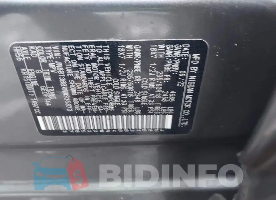 JN8BT3BBXNW335873 Photo# 9