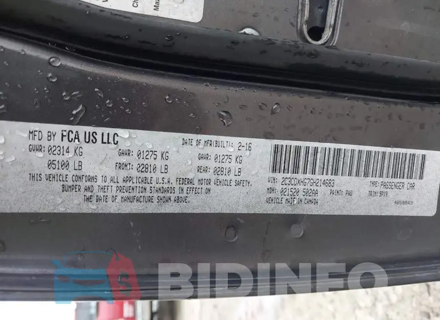 2C3CDXBGXKH572510 Photo# 9