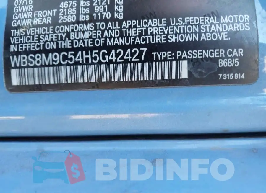 WBS8M9C54H5G42427 Photo# 9