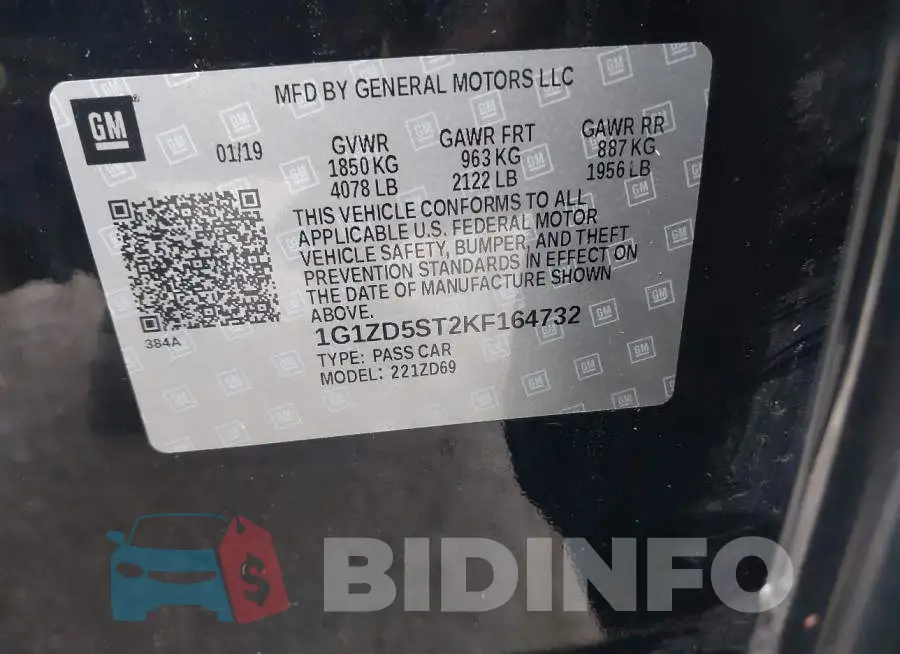1G1ZD5ST2KF164732 Photo# 9