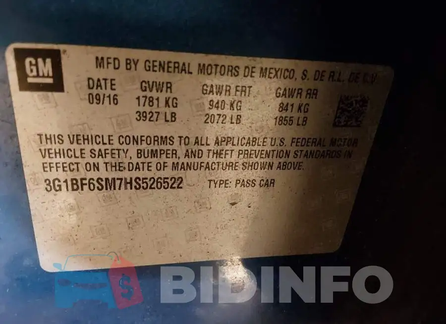 3G1BF6SM7HS526522 Photo# 9