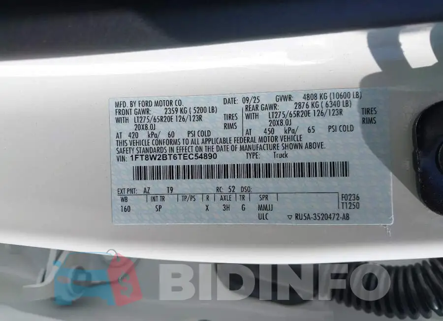 1FT8W2BT6TEC54890 Photo# 9