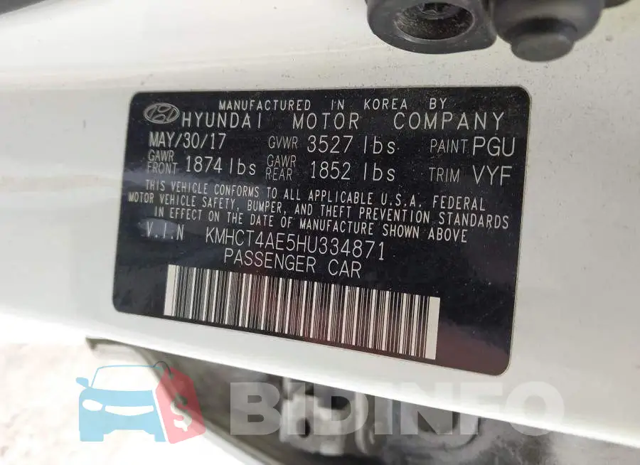 KMHCT4AE5HU334871 Photo# 9
