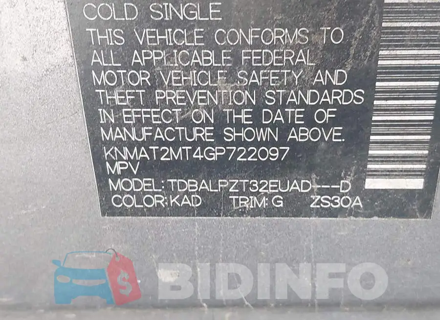 KNMAT2MT4GP722097 Photo# 9