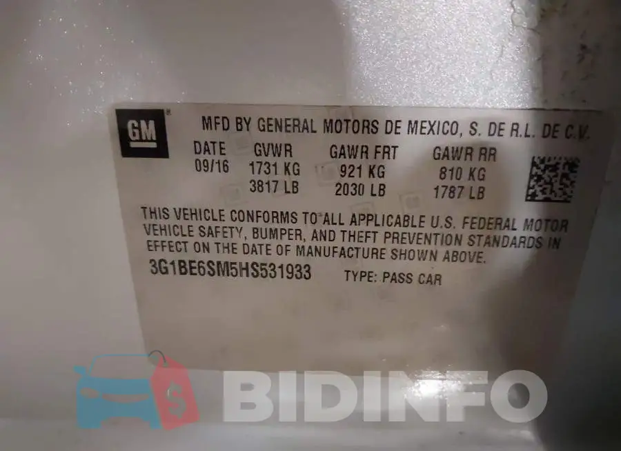 3G1BE6SM5HS531933 Photo# 9