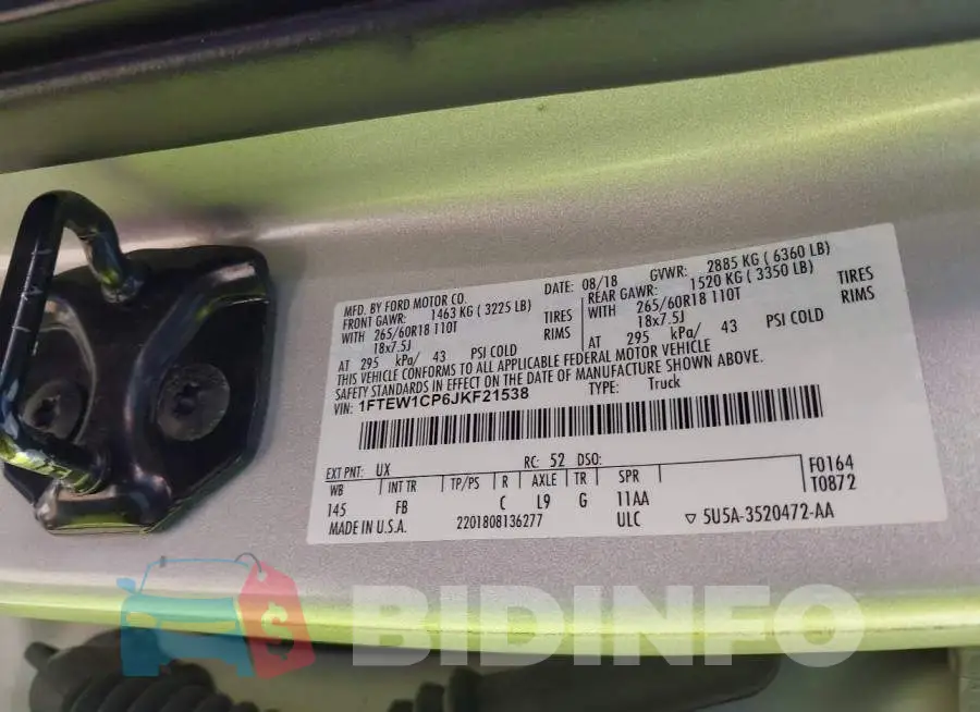 1FTEW1CP6JKF21538 Photo# 9