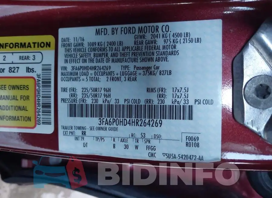 3FA6P0HD4HR264269 Photo# 9