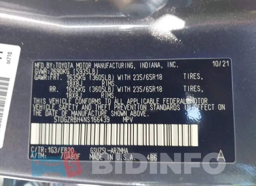 5TDGZRBH4NS166439 Photo# 9