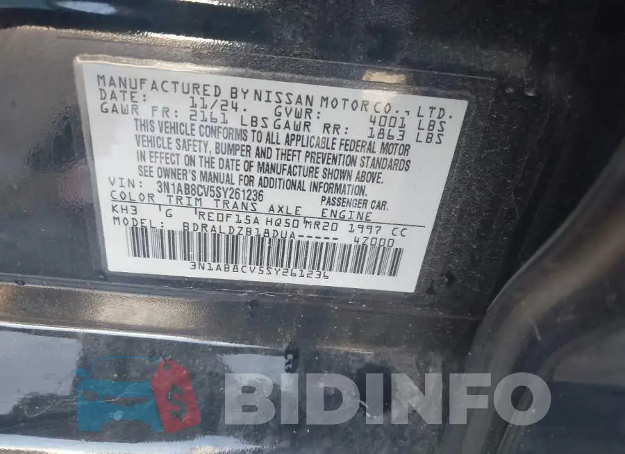 3N1AB8CV5SY261236 Photo# 9