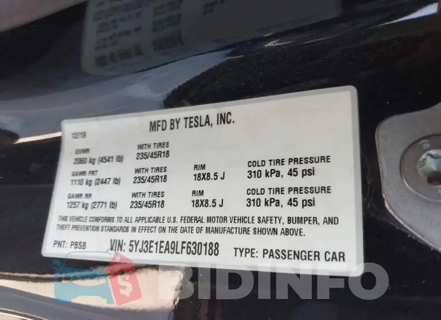5YJ3E1EA9LF630188 Photo# 9